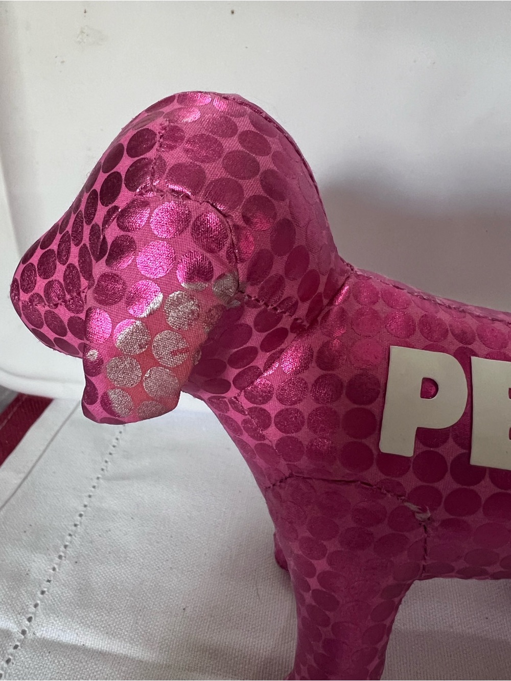 Victoria’s Secret PINK Metallic Polka PEACE Plush Dog Stuffed Animal Collectible - Picture 2 of 5